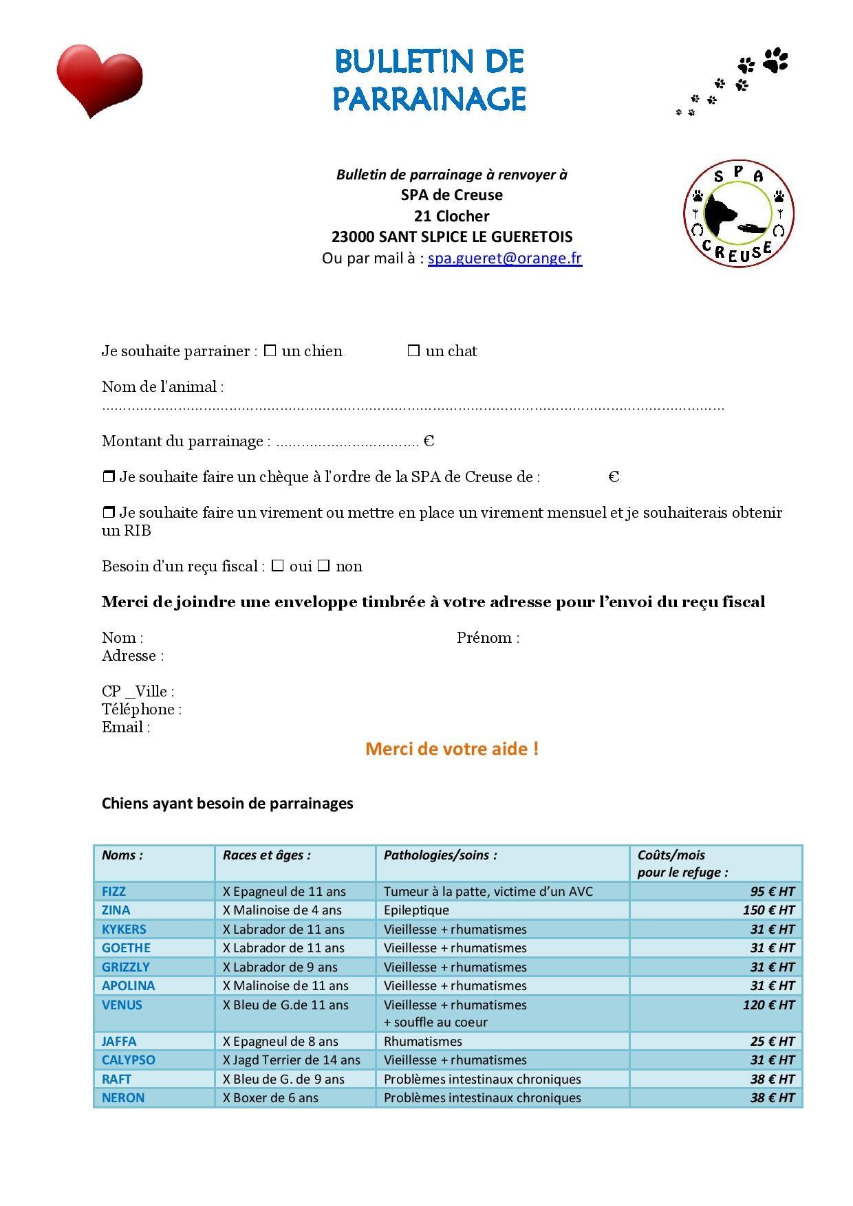 Bulletin de parrainage 2021 page 001