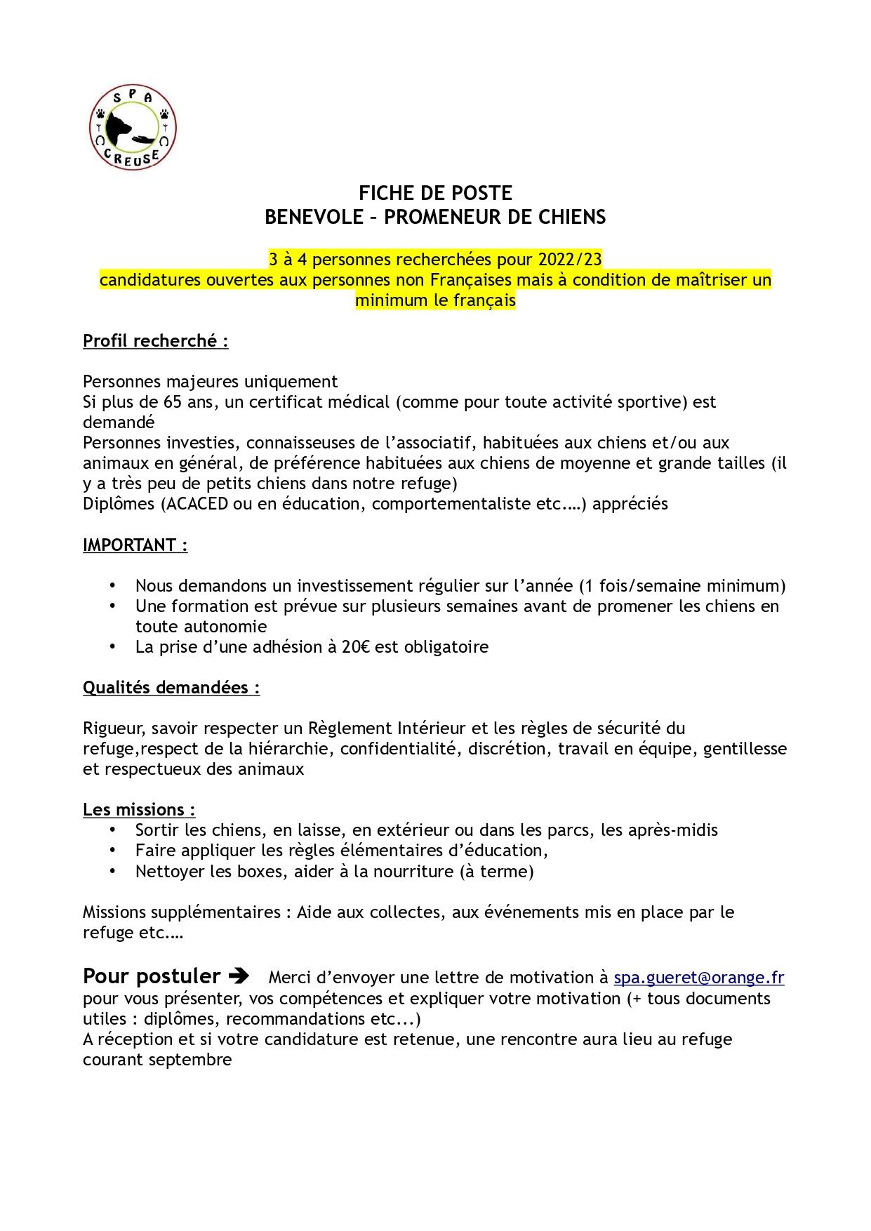 Fiche de poste benevole promeneur de chiens page 3